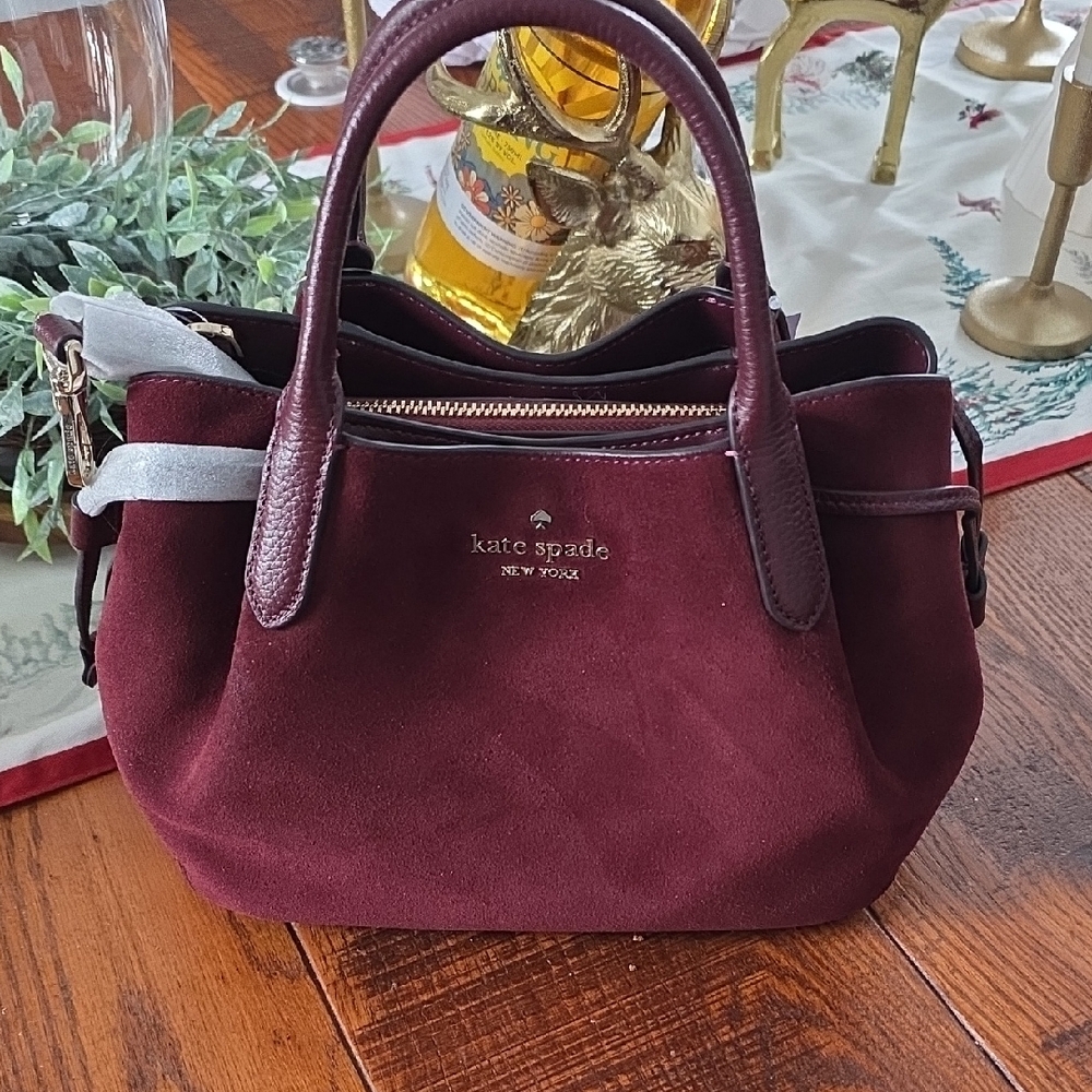 Kate Spade Deep Marlo DUMPLIN Suede Satchel